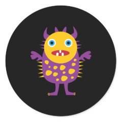Fun Yellow Purple Monster Creature Gifts for Kids Round Stickers