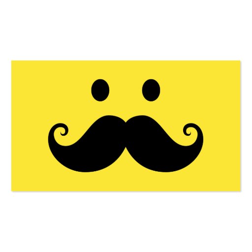 Fun yellow smiley face with handlebar mustache business cards