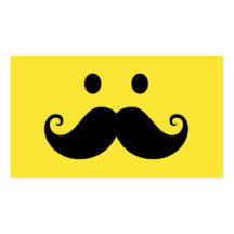 Fun yellow smiley face with handlebar mustache business cards