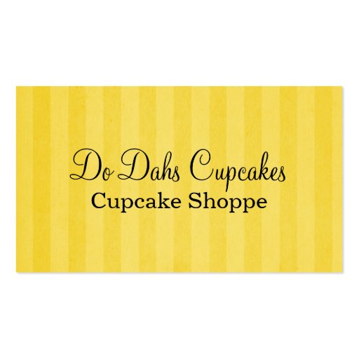 Fun Yellow Stripes Bakery Business Cards (front side)