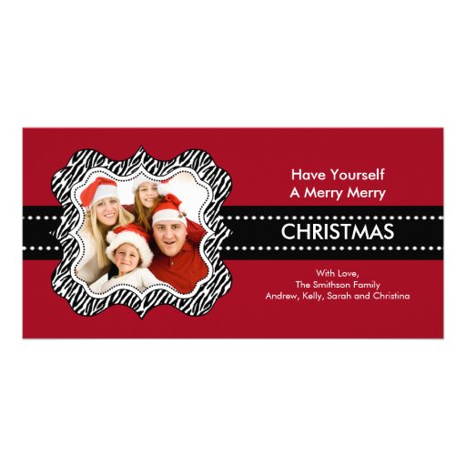 Fun Zebra Frame Christmas Photo Card.