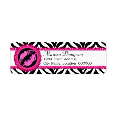 Funky Fashion Address Labels Clear on Lipstick Kiss And Pink Lace Return Address Labels By Socialitedesigns