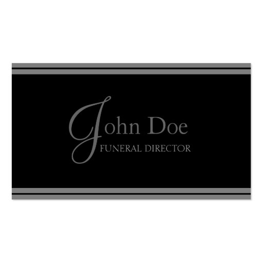 Funeral Director Black/Grey Stripes Business Card Templates (front side)
