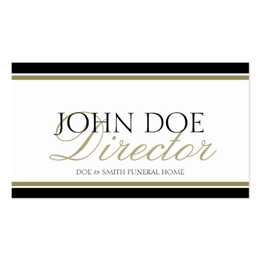 Funeral Director Gold Script Business Cards (front side)