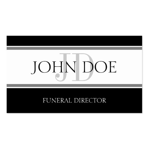 Funeral Director Stripe W/W Business Card Template (front side)