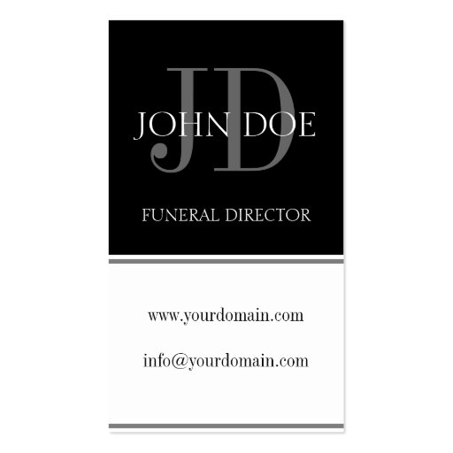 Funeral Director Vertical White Business Card (back side)