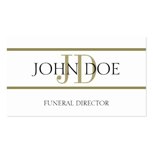 Funeral Director White/Gold Stripe Business Card Template (front side)