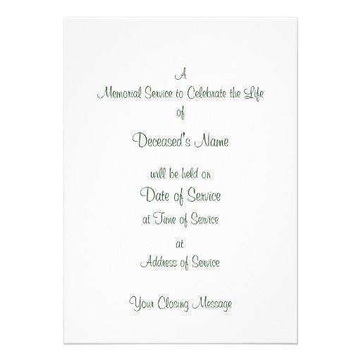 Funeral/Memorial Service Invitation Photo Card