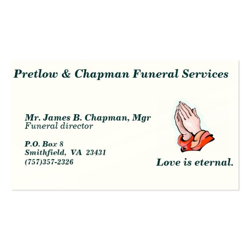 Funeral Services business card - C... - Customized (front side)