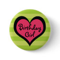 Funk Pink Heart Birthday Girl Button