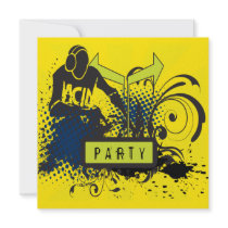 Funky Abstract Acid House DJ Party Personalized Invites