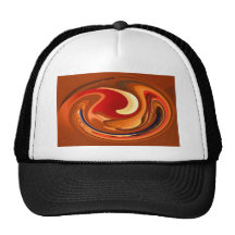 Funky Abstract Burnt Orange and Red Design Mesh Hats
