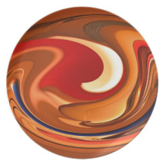 Funky Abstract Burnt Orange and Red Design Party Plates