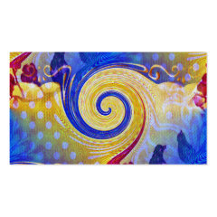 Funky Abstract Lollipop Swirl Pattern Roses Birds Business Card Templates