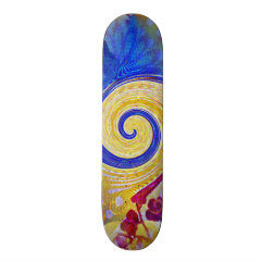 Funky Abstract Lollipop Swirl Pattern Roses Birds Skateboard