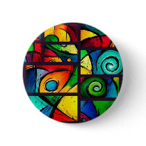 Funky Abstract Swirly Art Pinback Buttons