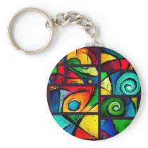 Funky Abstract Swirly Art Keychain