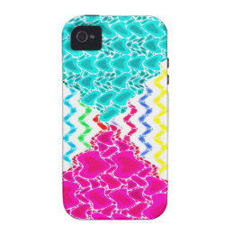 Funky Abstract Waves Ripples Teal Hot Pink Pattern Case-Mate iPhone 4 Cases