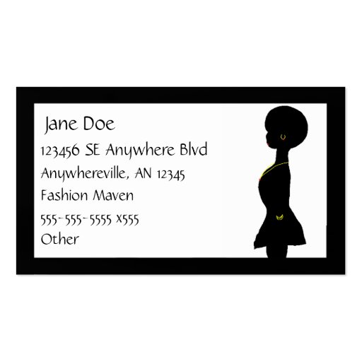 Funky Afro Woman Silhouette Business Card