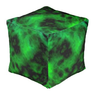 Funky Alien Neon Emerald Green Abstract Cube Pouf