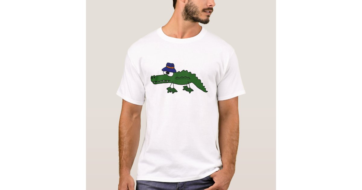 Funky Alligator Wearing Fishing Hat Cartoon TShirt Zazzle