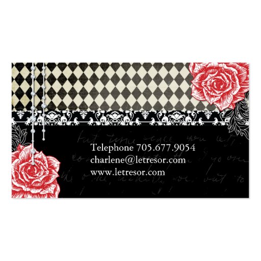 Funky Argyle Shabby Chic Business Cards (back side)