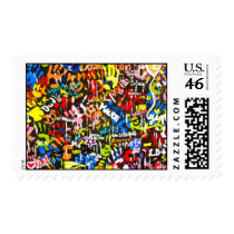 funky artistic murale postage stamp