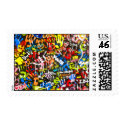 funky artistic murale postage stamp