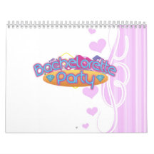 funky bachelorette wedding bridal shower party wall calendars