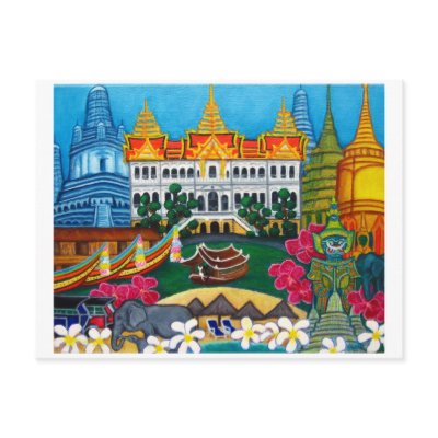 Funky Bangkok, Thailand Post Card by LisaLorenzPaintings