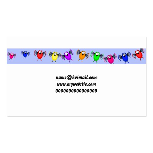 Funky Bird Banner, Your Name Here Business Card (back side)