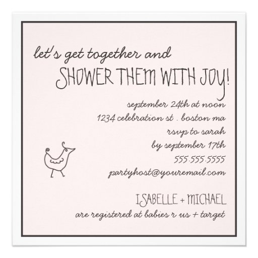 Funky Birds Modern Chalkboard Couples Baby Shower Announcements