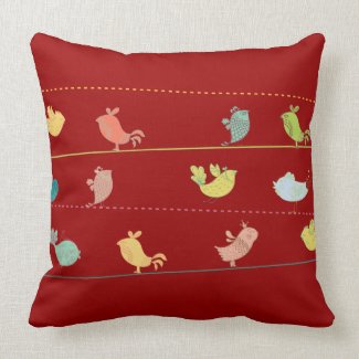funky birds on a wire throw pillow_red mojo_throwpillow