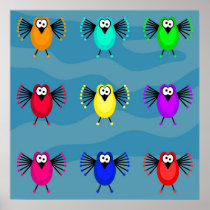 Funky Birds Poster