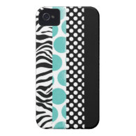 Funky Black and Blue Patterns Case-Mate iPhone 4 Case