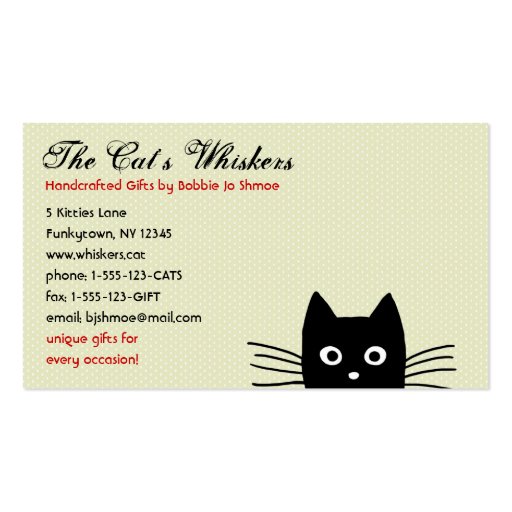 Funky Black Cat Customizable Business Card Templates (front side)