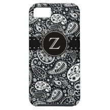 Funky Black Paisley Monogrammed Phone Case iPhone 5 Cover