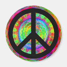 Funky Black Peace Sign Fridge Magnets