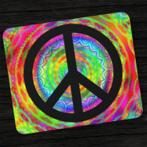 Funky Black Peace Sign Mouse Pads