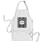 Funky Black/White Zebra Monogram aprons