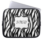 Funky Black/White Zebra Monogram Computer Sleeve