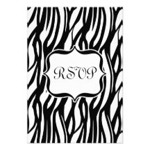 Funky Black/White Zebra Monogram Custom Invites