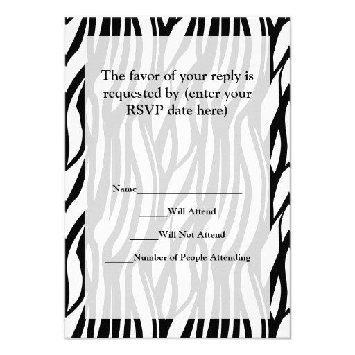Funky Black/White Zebra Monogram Custom Invites