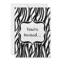 Funky Black/White Zebra Monogram Personalized Invitations