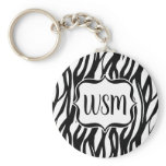 Funky Black/White Zebra Monogram Keychain