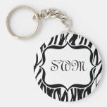 Funky Black/White Zebra Monogram keychains
