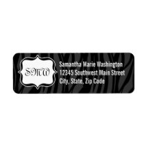 Funky Black/White Zebra Monogram Return Address Labels