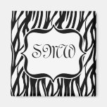 Funky Black/White Zebra Monogram magnets