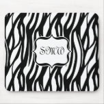 Funky Black/White Zebra Monogram mousepads