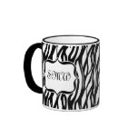 Funky Black/White Zebra Monogram Mug